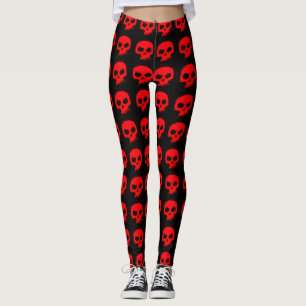 Gothic Red-Döskallar på Stil-baljor i Svarta Leggings