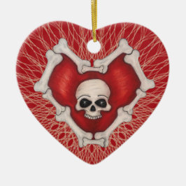 Gothic Red Heart cirkulerat med benskal Spiral Julgransprydnad Keramik