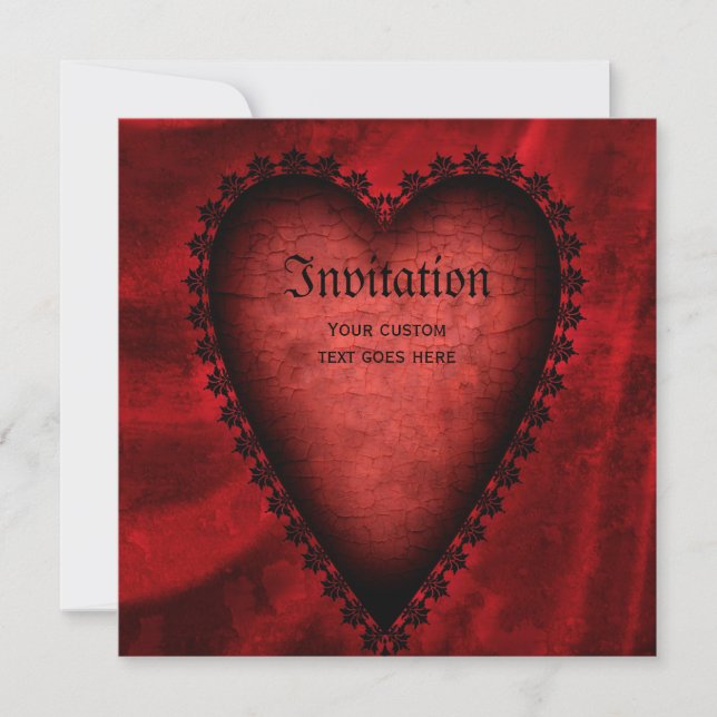 Gothic Red Heart Inbjudningar (Framsida)