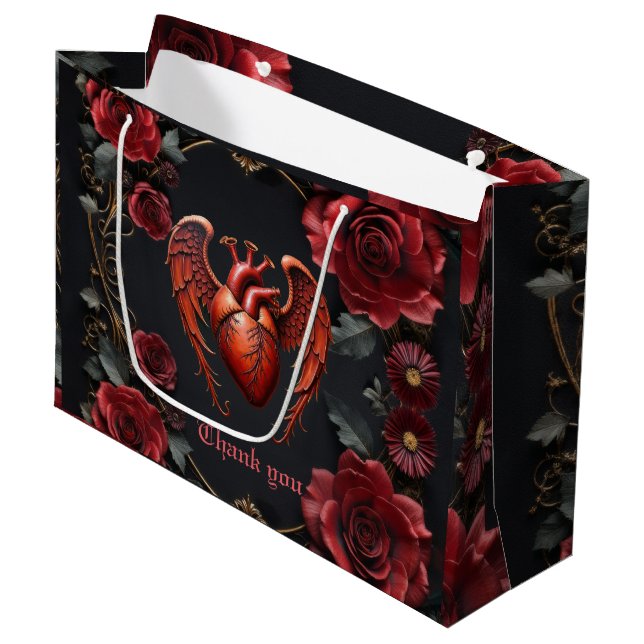 Gothic Red Heart med Ro - Mörk Romantic (Framsidan Vinklad)