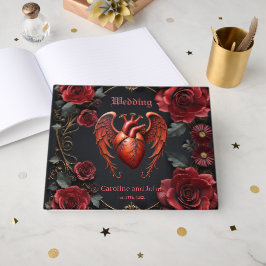 Gothic Red Heart med Ro - Mörk Romantic Gästböcker
