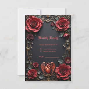 Gothic Red Heart med Ro - Mörk Romantic OSA Kort