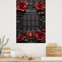 Gothic Red Heart med Ro - Mörk Romantic Poster