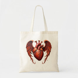 Gothic Red Heart med Ro - Mörk Romantic Tygkasse