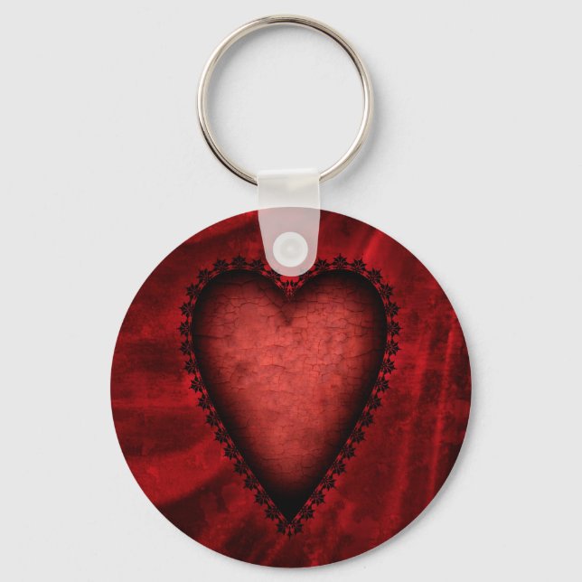 Gothic Red Heart Nyckelring (Framsida)