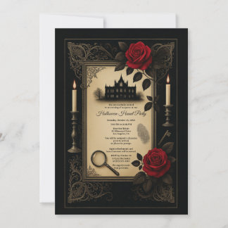 Gothic Red Rose Mysteriehus Fest Inbjudningar
