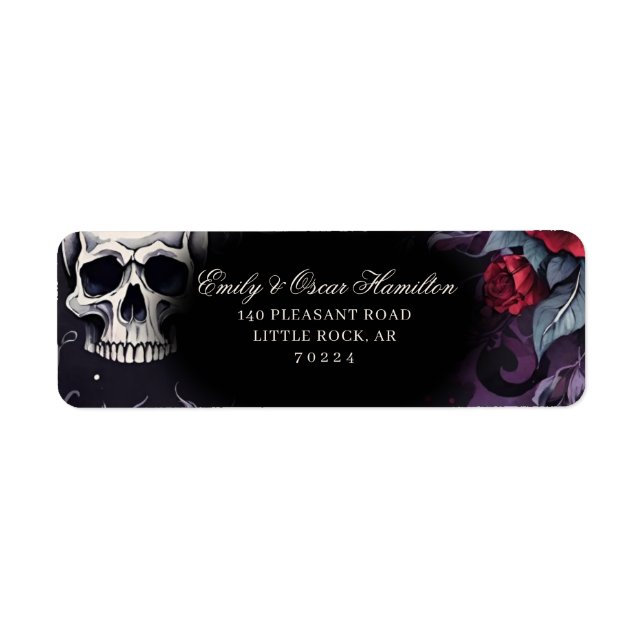 Gothic Red Rose & Skull Elegant Return Address Returadress Etikett (Framsidan)