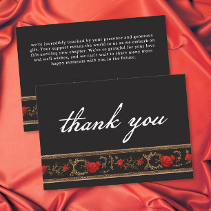 Gothic Red Rose Tills döden skiljer oss åt Bröllop Tack Kort