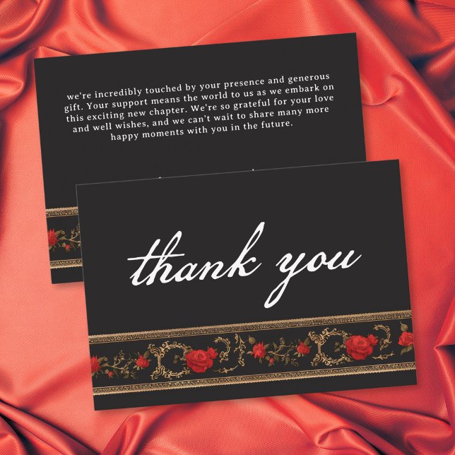 Gothic Red Rose Tills döden skiljer oss åt Bröllop Tack Kort (Gothic Red Rose Until Death Do Us Part Wedding Thank You Card)