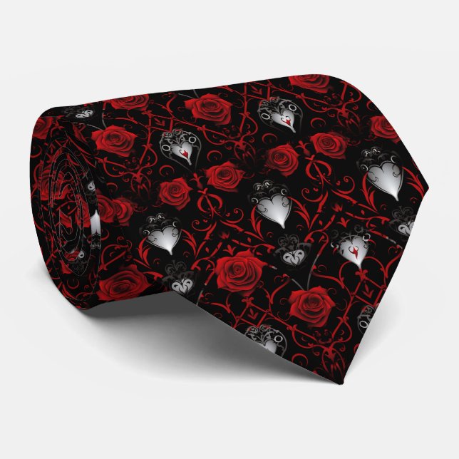 Gothic Red Roses Silver Hearts  Slips (Rullad)