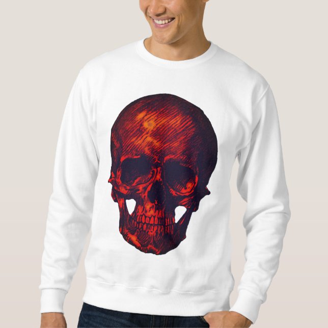 Gothic Red Skull Lång Ärmad Tröja (Framsida)