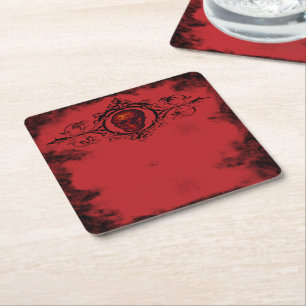 Gothic Red Skull Papper Underlägg Kvadrat