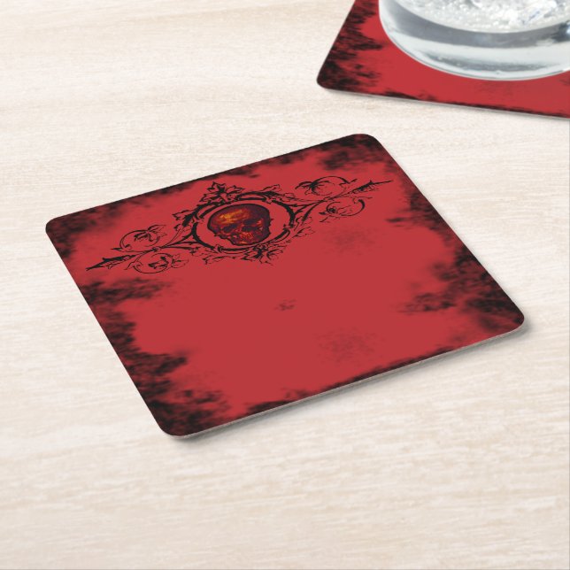 Gothic Red Skull Papper Underlägg Kvadrat (Vinklad)