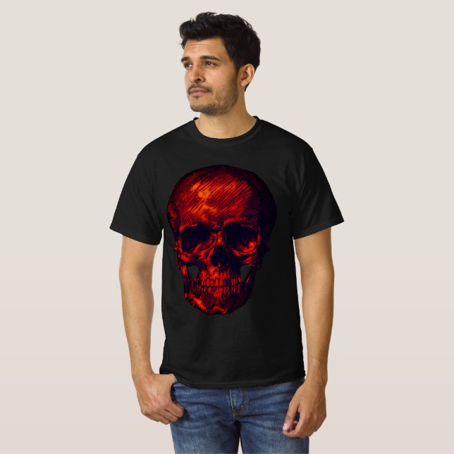 Gothic Red Skull T Shirt (Hel framsida)