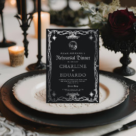 Gothic Rehearsal Dinner Black Silver Inbjudningar