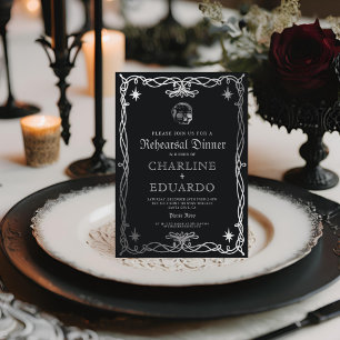 Gothic Rehearsal Dinner Black Silver Inbjudningar