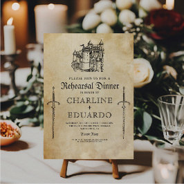 Gothic Rehearsal Dinner Black Silver Inbjudningar