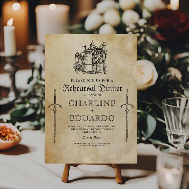 Gothic Rehearsal Dinner Black Silver Inbjudningar (Skapare uppladdad)