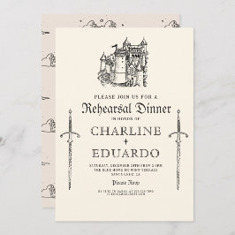 Gothic Rehearsal Dinner Black Silver Inbjudningar