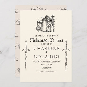 Gothic Rehearsal Dinner Black Silver Inbjudningar