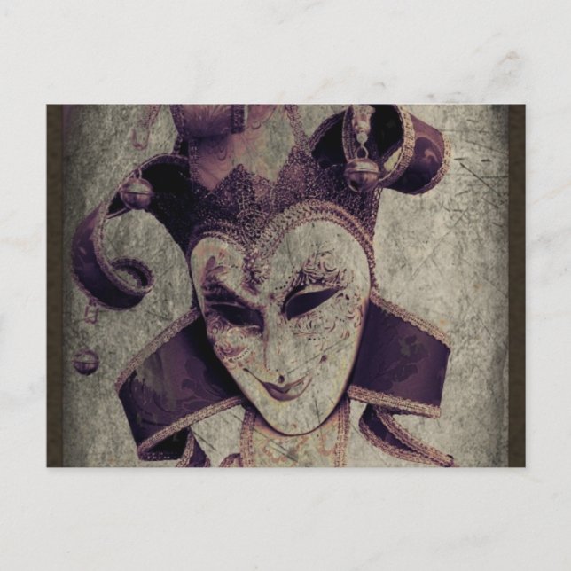 Gothic Renaissance Evil Clown Joker Vykort (Framsida)