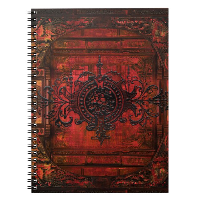 Gothic Renaissance Red Faux Leather Ancient Tome Anteckningsbok (Framsidan)
