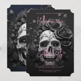 Gothic Retro Vuxen Halloween fest Skull Rosa Inbjudningar