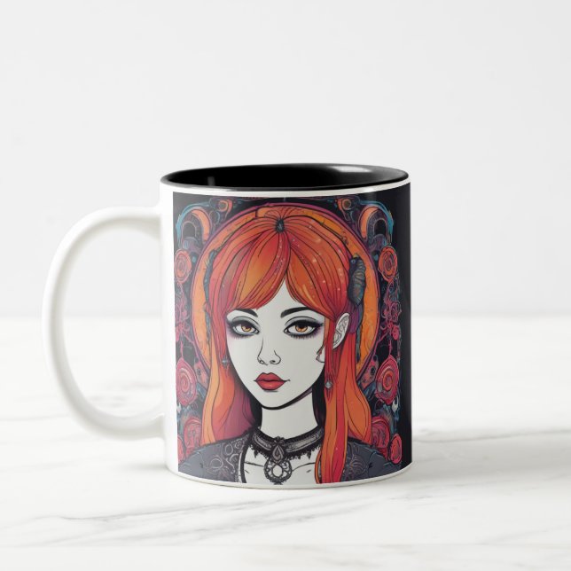 Gothic Reverie Orange Girl Två-Tonad Mugg (Vänster)
