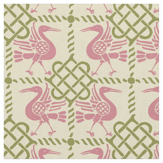 Gothic Revival Birds and Knofts Tyg (Närbild)