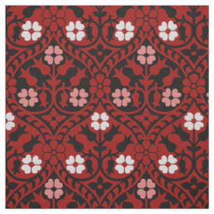 Gothic Revival Blommigt, Blood Red Tyg