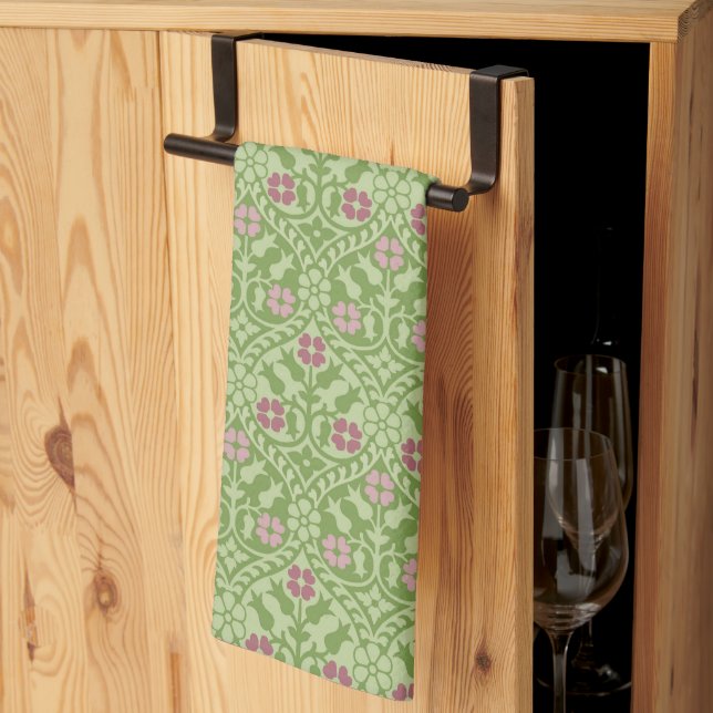 Gothic Revival Blommigt Kitchen Towel Kökshandduk (Thirds Fold)
