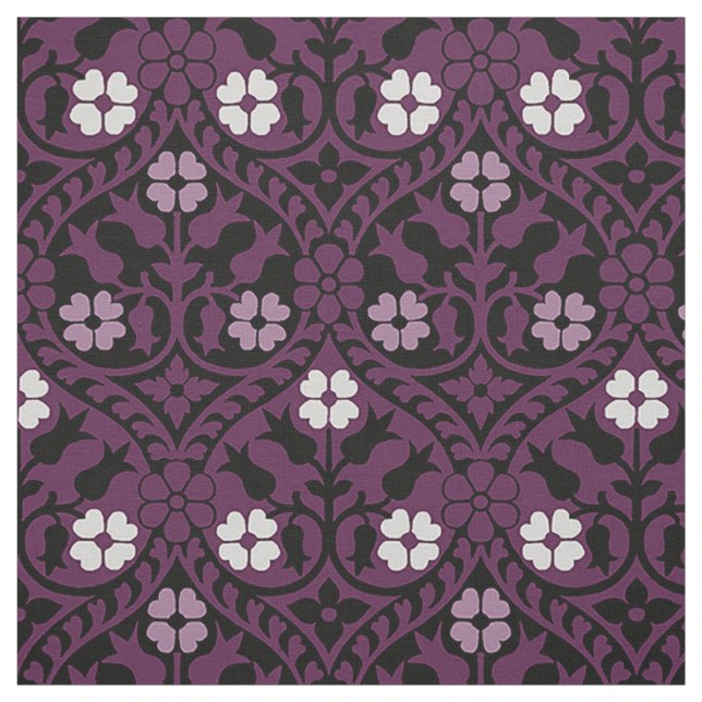 Gothic Revival-Blommigt, Lila Tyg (Provkarta)