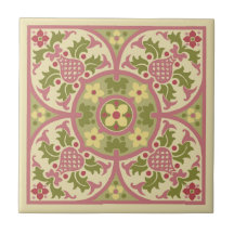 Gothic Revival Blommigt Medallion Ceramic Tile
