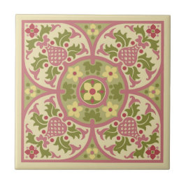 Gothic Revival Blommigt Medallion Ceramic Tile Kakelplatta
