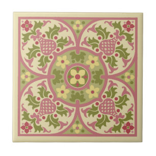 Gothic Revival Blommigt Medallion Ceramic Tile Kakelplatta