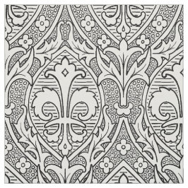 Gothic Revival Fleur de Lys - Black and White Tyg
