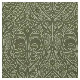 Gothic Revival Fleur de Lys - Loden Grönt Tyg