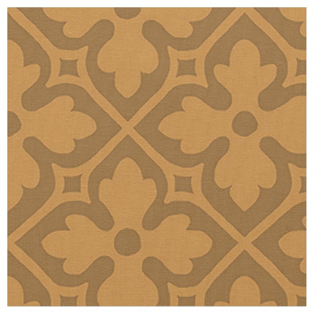 Gothic Revival Quatrefoils, bränd karamel Tyg (Närbild)
