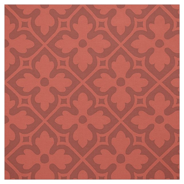 Gothic Revival Quatrefoils, Brick Red Tyg (Provkarta)