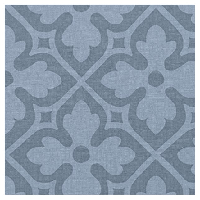 Gothic Revival Quatrefoils, Slate Blue Tyg (Närbild)