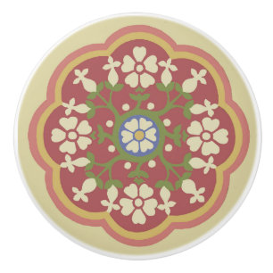 Gothic Revival Rosette Ceramic pull Knopp