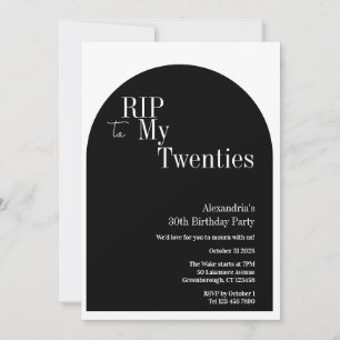 Gothic RIP 20:e 30års födelsedag Party Black and W Inbjudningar