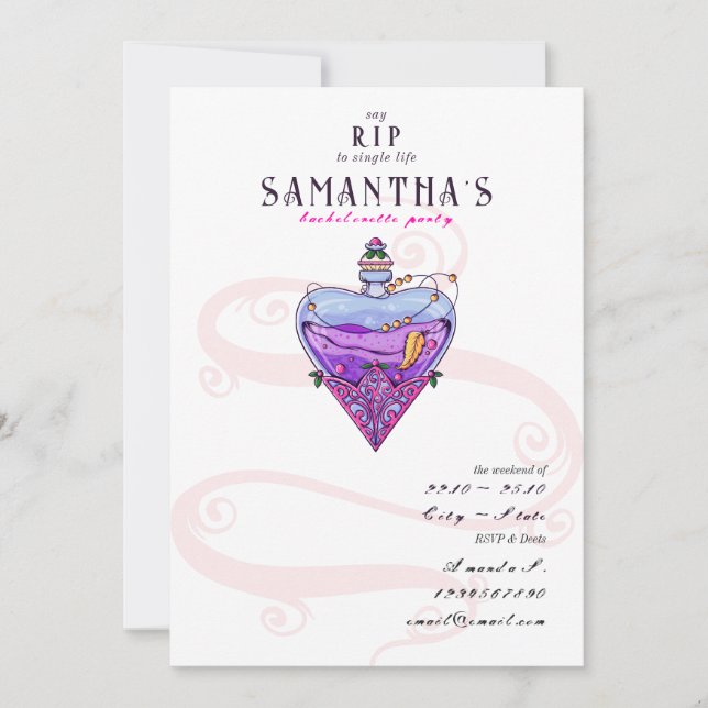 Gothic RIP till Single Life Hen Do Bachelorette Inbjudningar (Framsida)