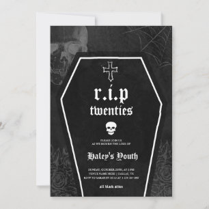 Gothic RIP Twenties 20s Roligt 30-årsfirande Inbjudningar