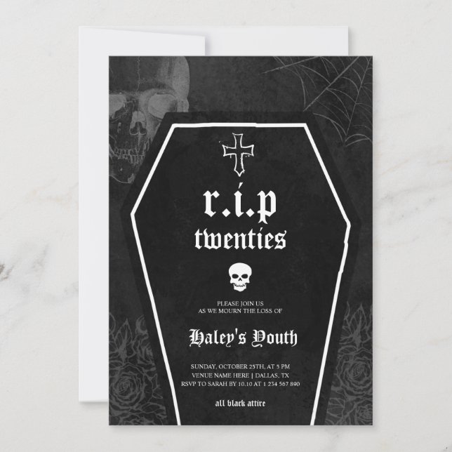 Gothic RIP Twenties 20s Roligt 30-årsfirande Inbjudningar (Framsida)