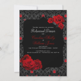 Gothic Ro Black and Red Rehearsal Dinner Investiga Inbjudningar