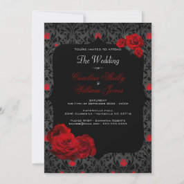 Gothic Ro Black and Red Wedding bjudande Inbjudningar