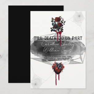 Gothic Ro Black Red Heart Blood Drift Inbjudningar