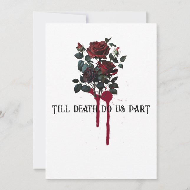 Gothic Ro Black Red Heart Blood Drift Inbjudningar (Baksida)