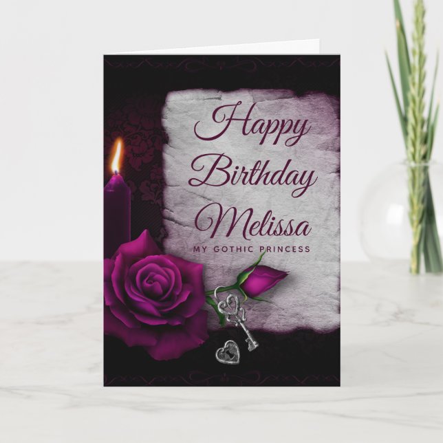 Gothic Ro, Candle och Locket Birthday Kort (Framsida)